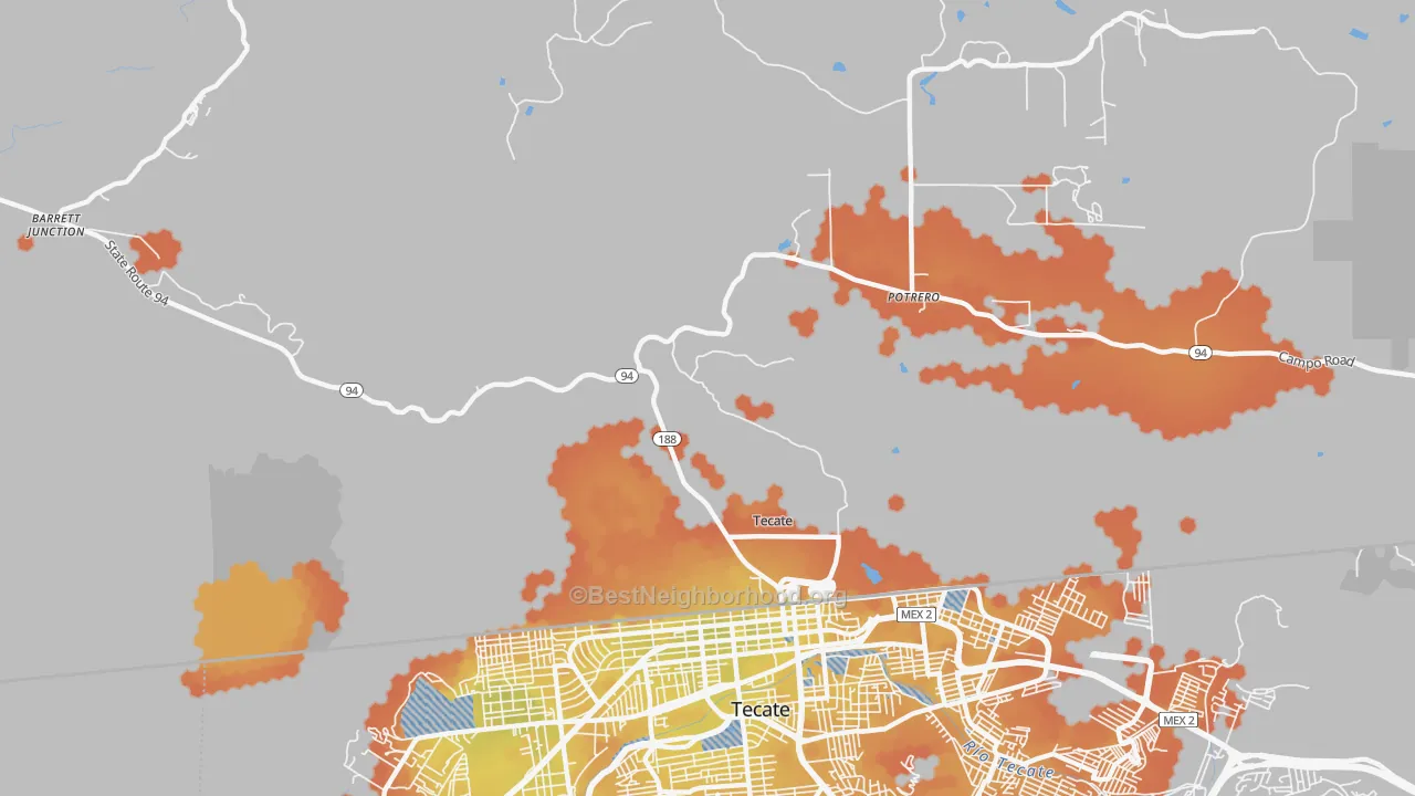 Bike Grade map of Tecate, CA