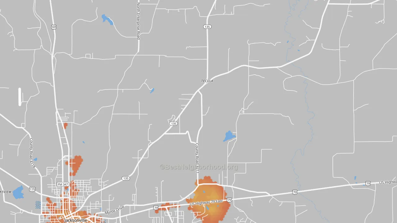 Bike Grade map of Tecula, TX