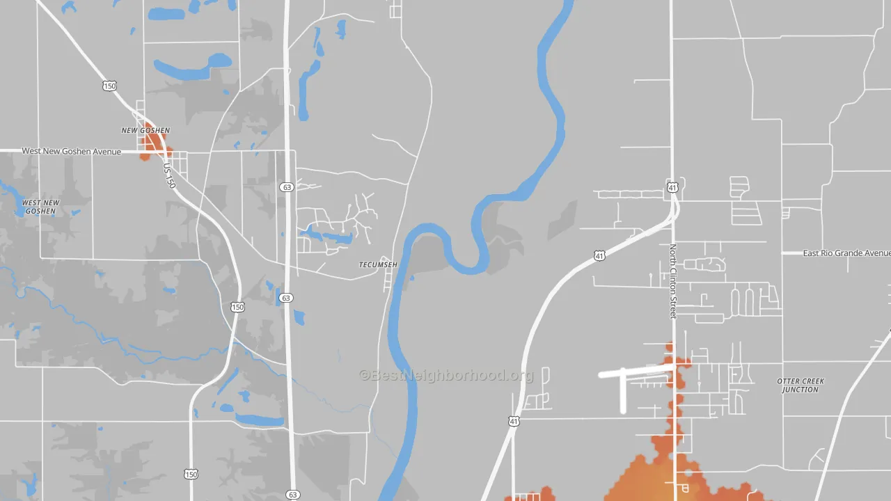 Bike Grade map of Tecumseh, IN