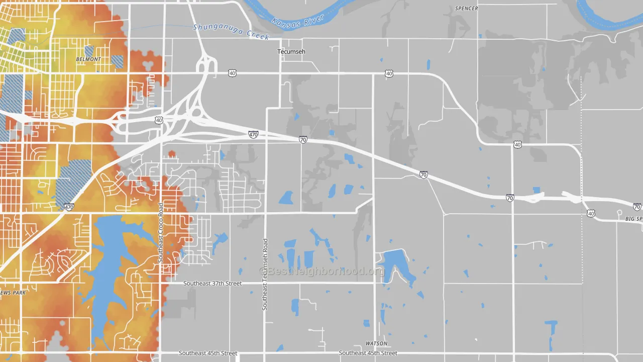Bike Grade map of Tecumseh, KS