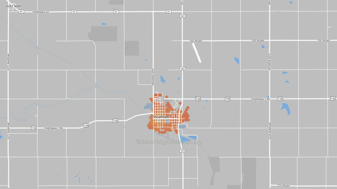 Bike Grade map of Tecumseh, NE