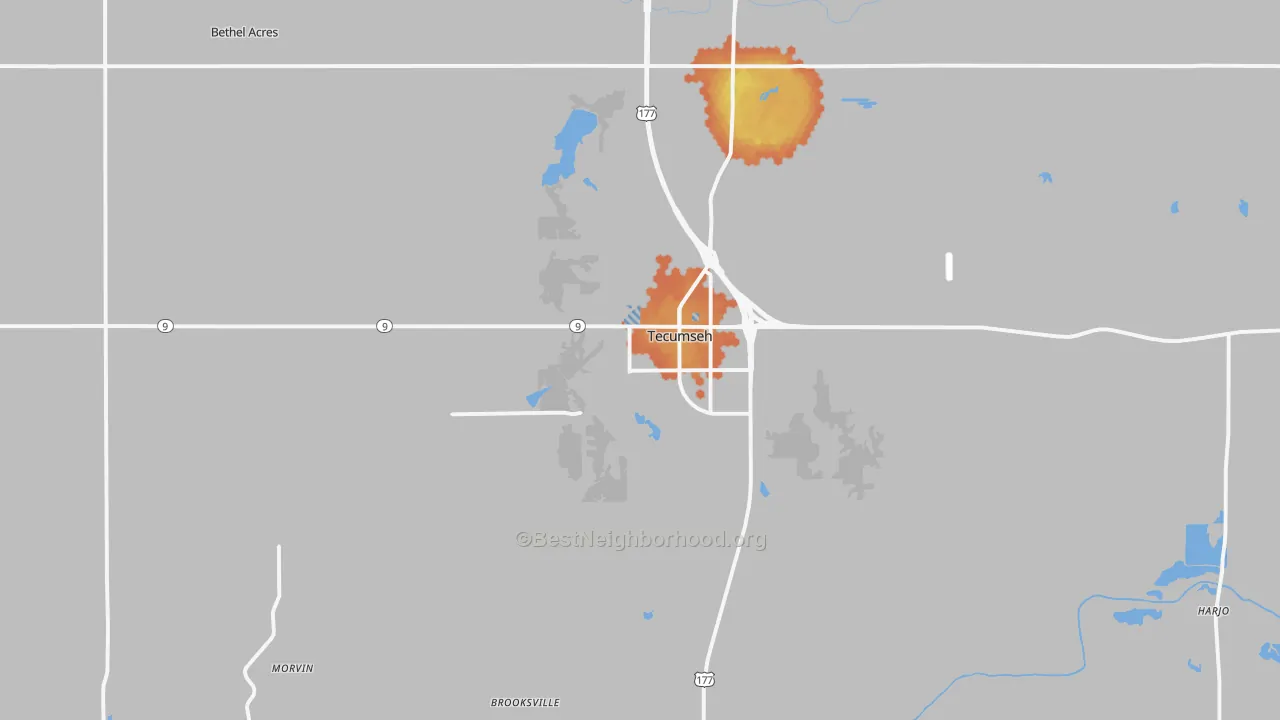 Bike Grade map of Tecumseh, OK