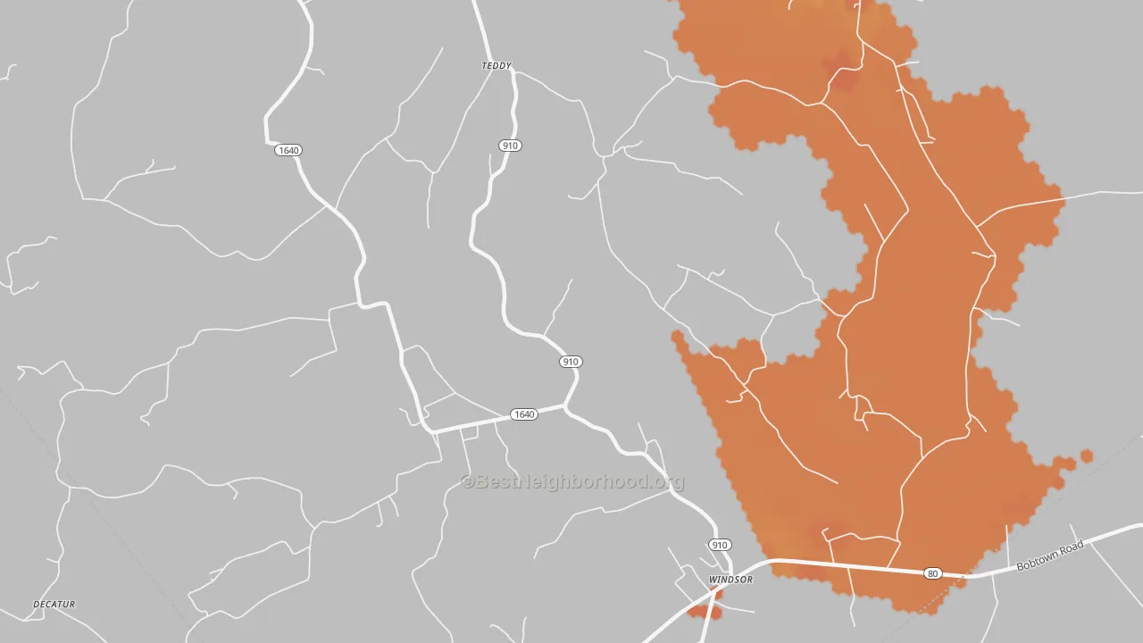 Bike Grade map of Teddy, KY