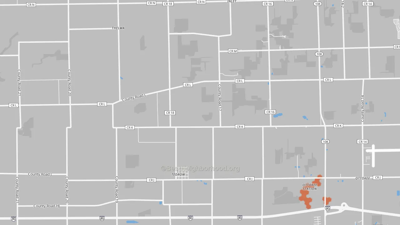 Bike Grade map of Tedrow, OH