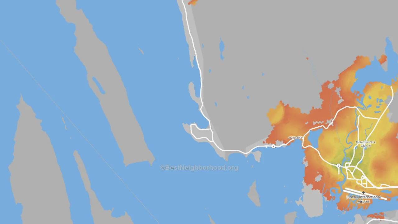 Bike Grade map of Tee Harbor, AK