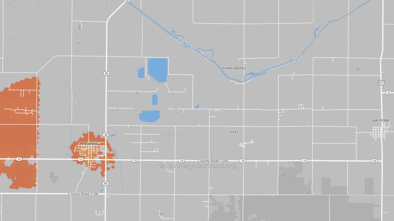 Bike Grade map of Tefft, IN
