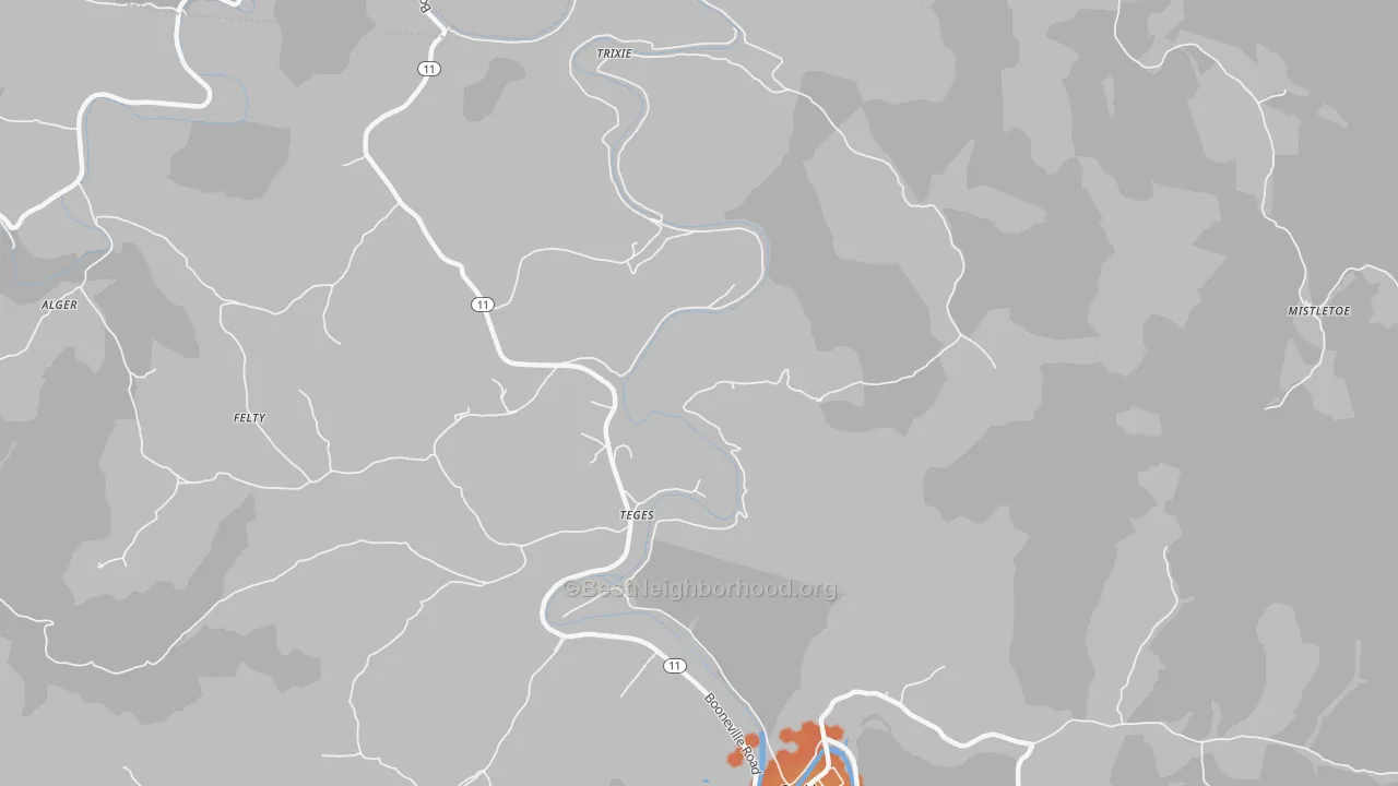 Bike Grade map of Teges, KY