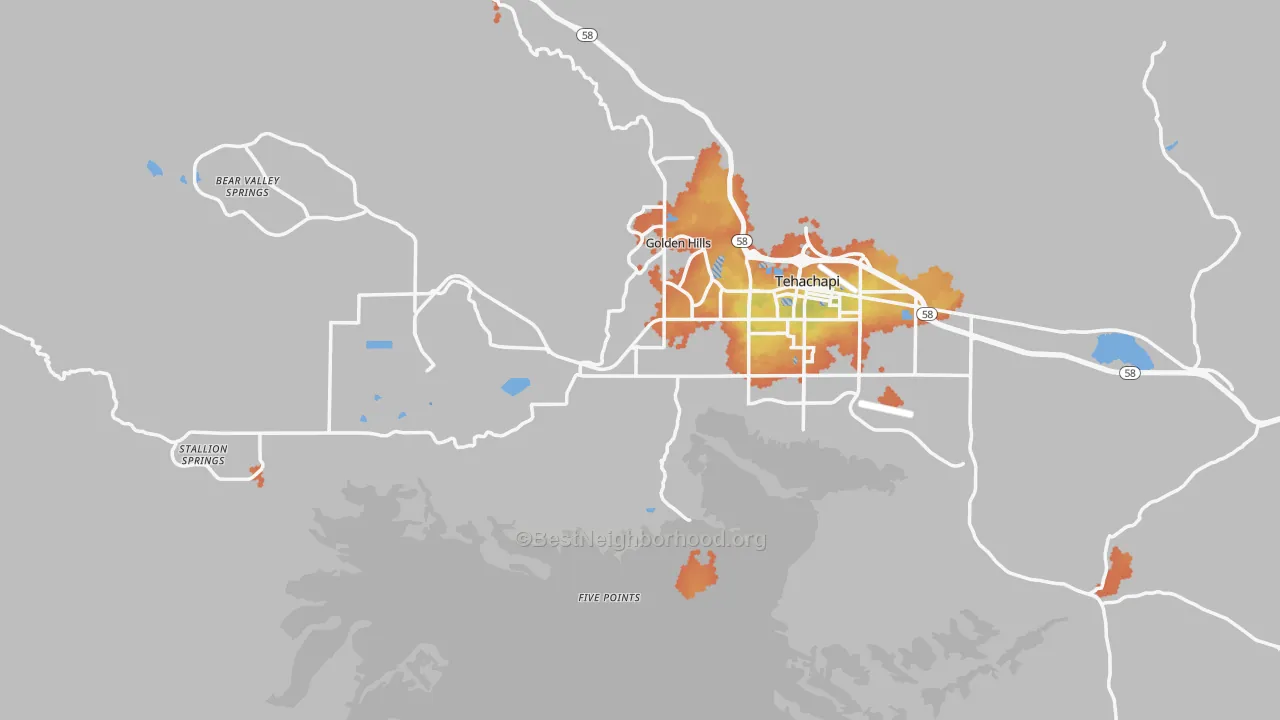 Bike Grade map of Tehachapi, CA