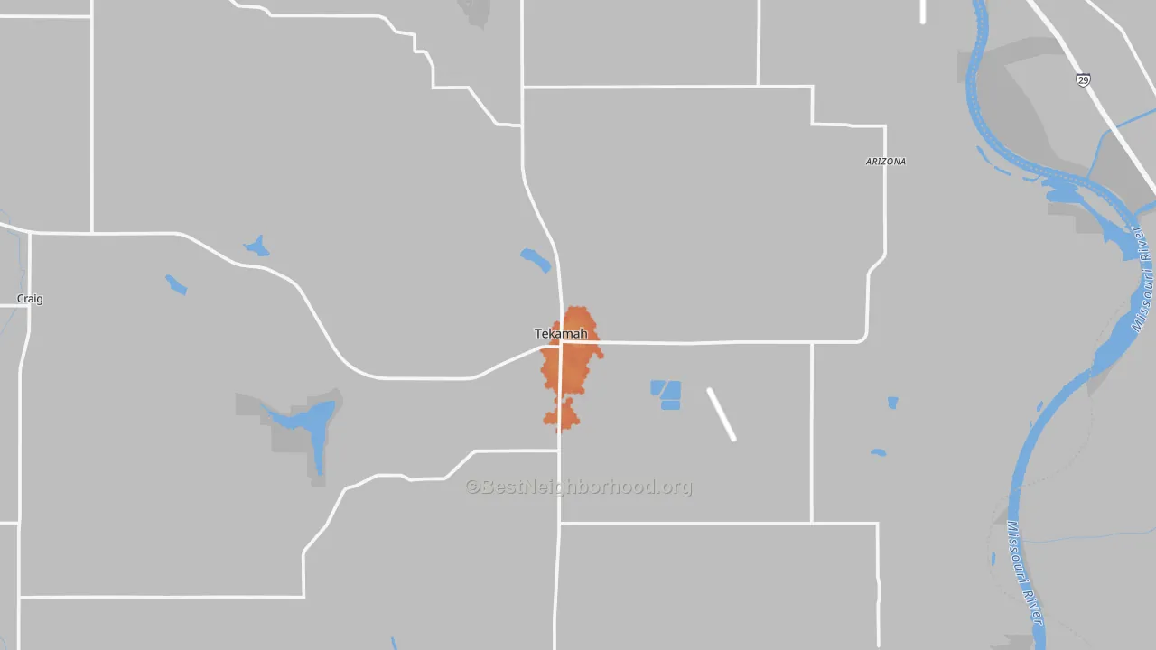Bike Grade map of Tekamah, NE