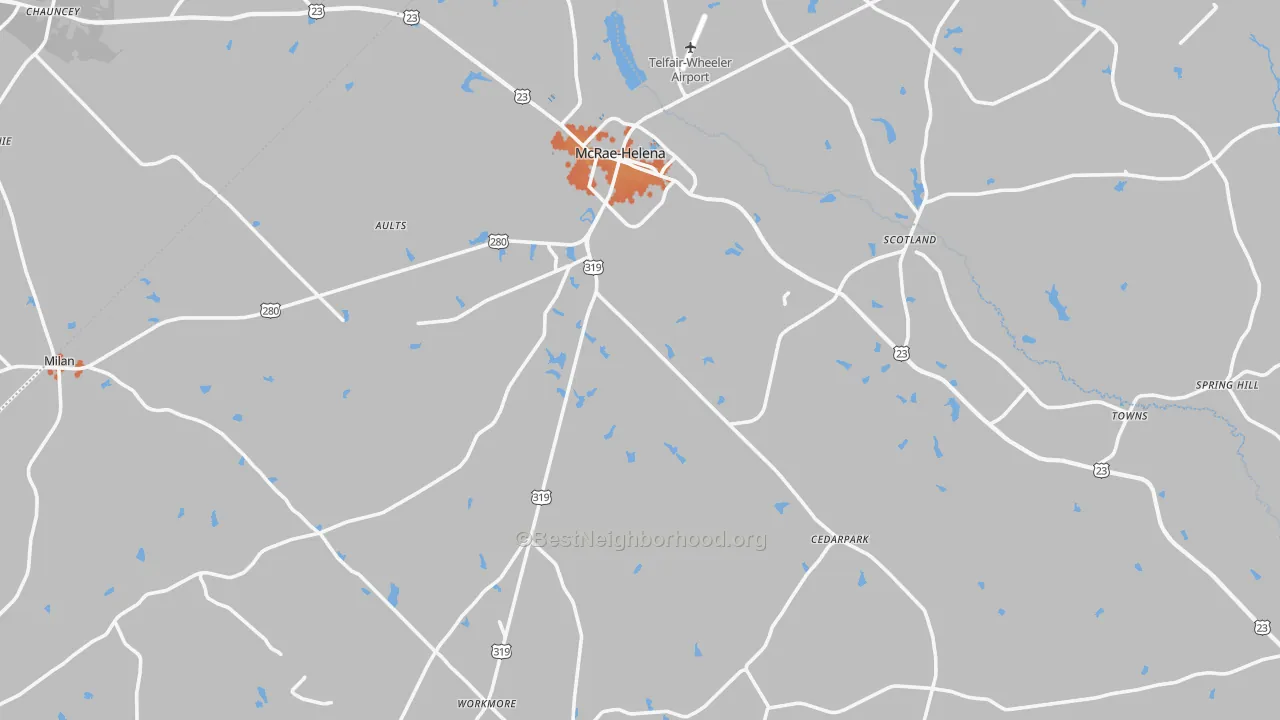 Bike Grade map of Telfair County, GA