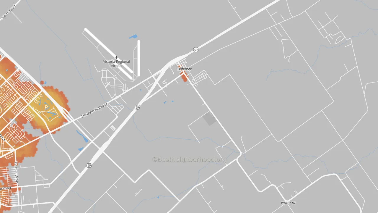 Bike Grade map of Telferner, TX