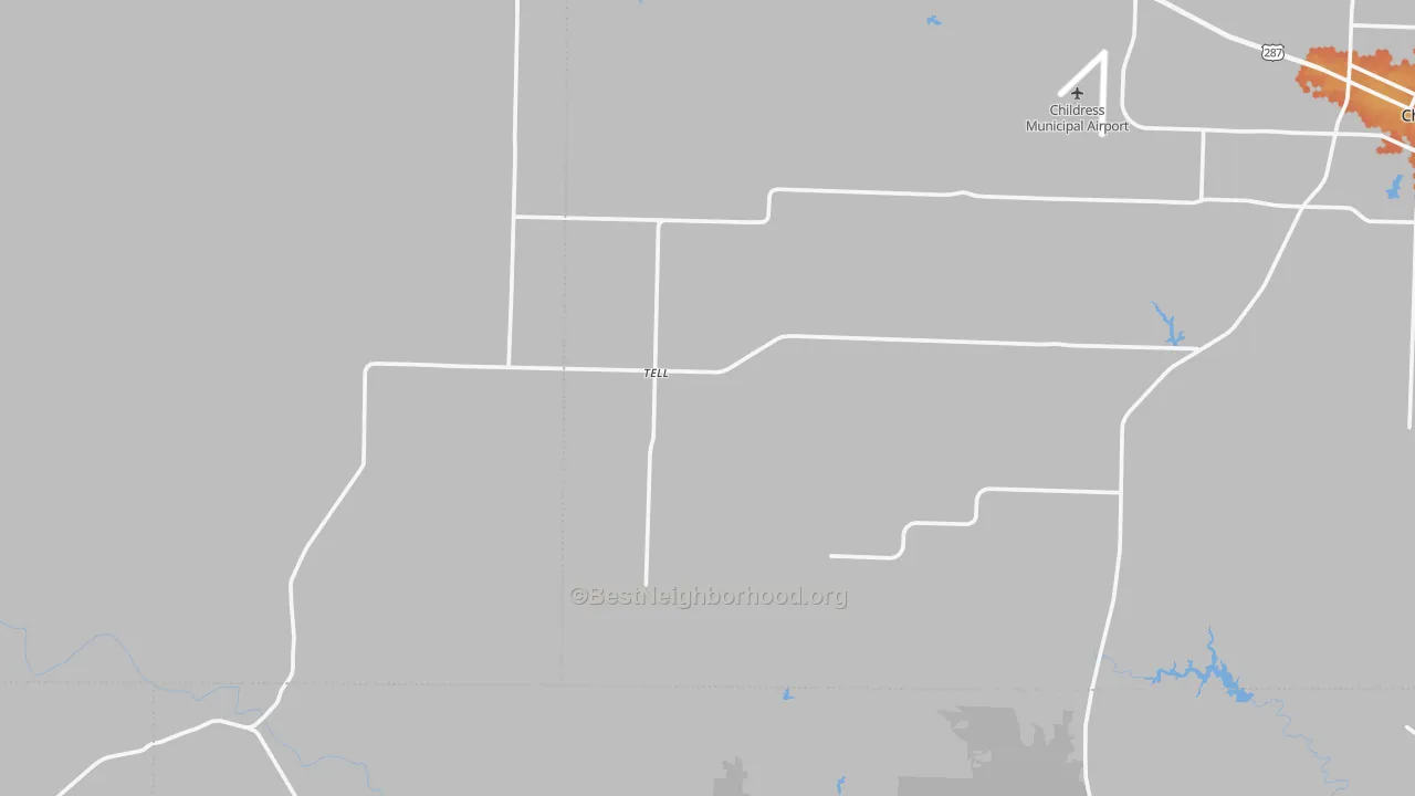Bike Grade map of Tell, TX