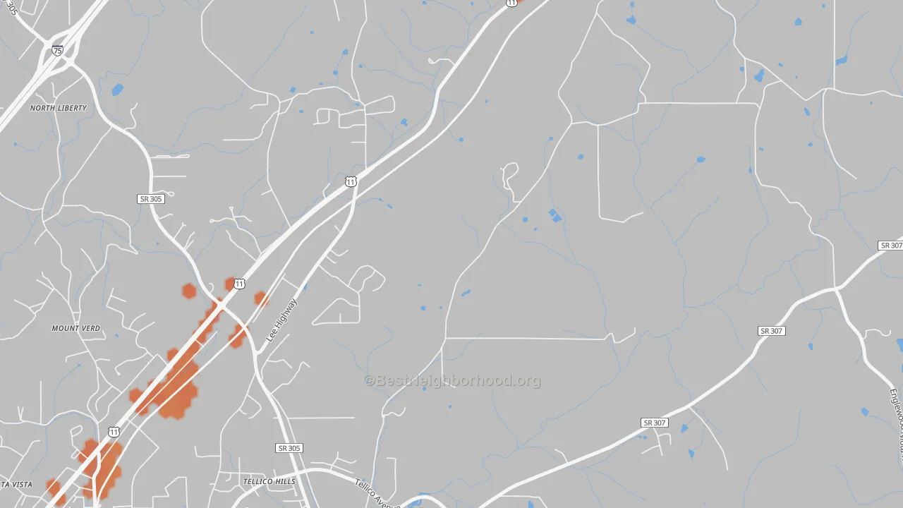Bike Grade map of Tellico Hills, TN