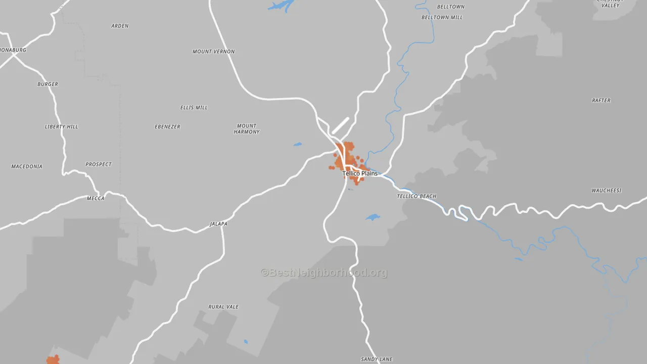Bike Grade map of Tellico Plains, TN