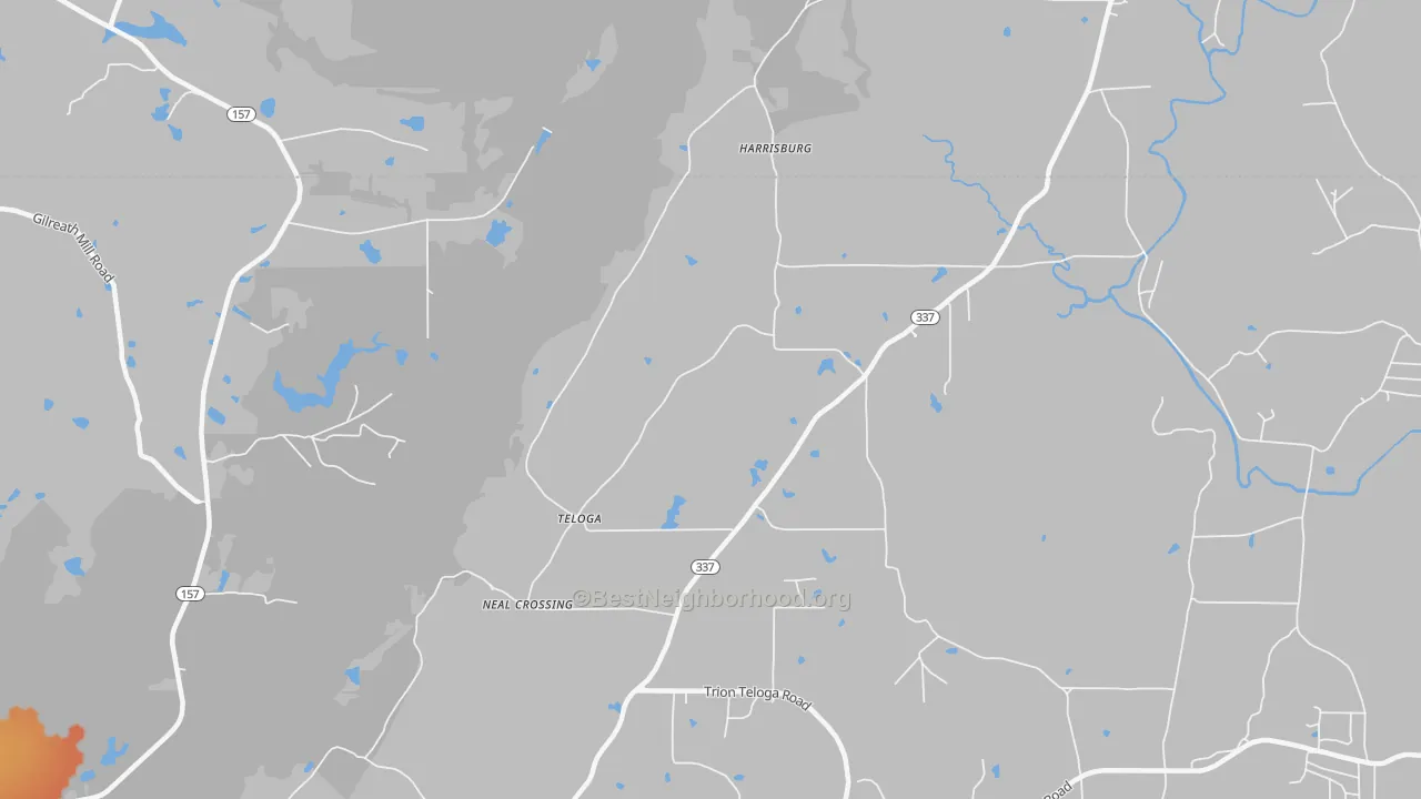 Bike Grade map of Teloga, GA