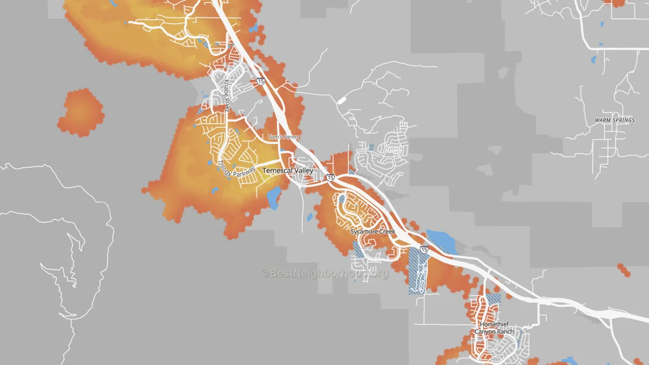 Bike Grade map of Temescal Valley, CA