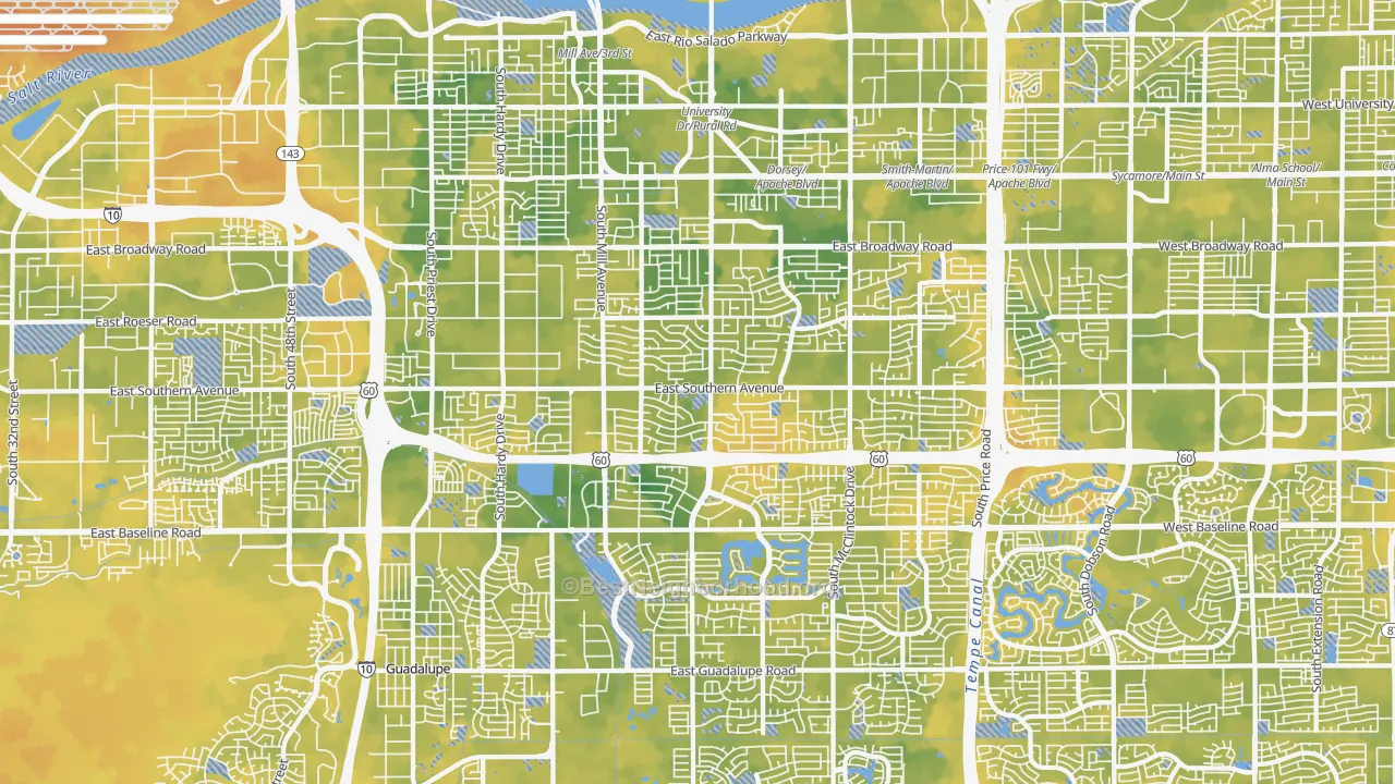Bike Grade map of Tempe, AZ