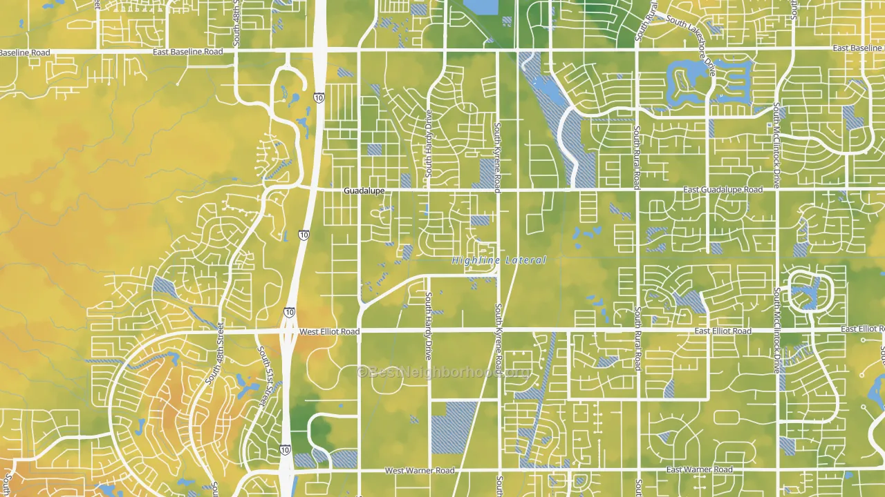 Bike Grade map of Tempe Royal Estates, Tempe, AZ