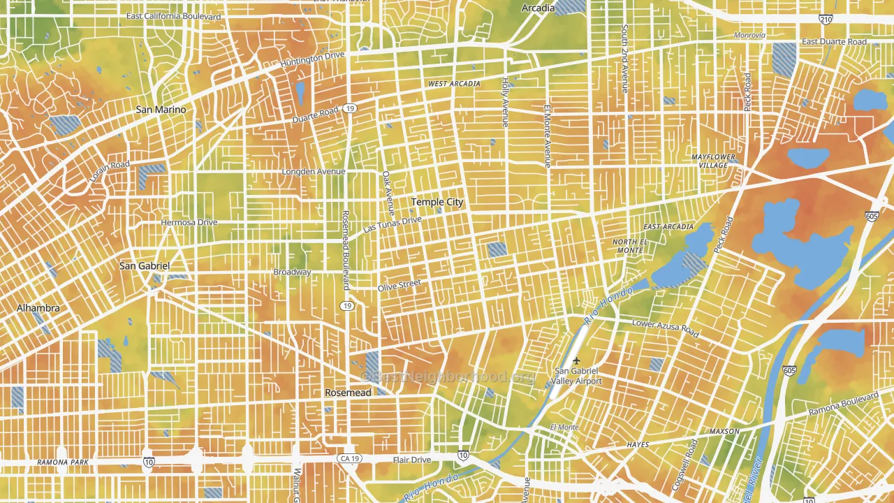 Bike Grade map of Temple City, CA