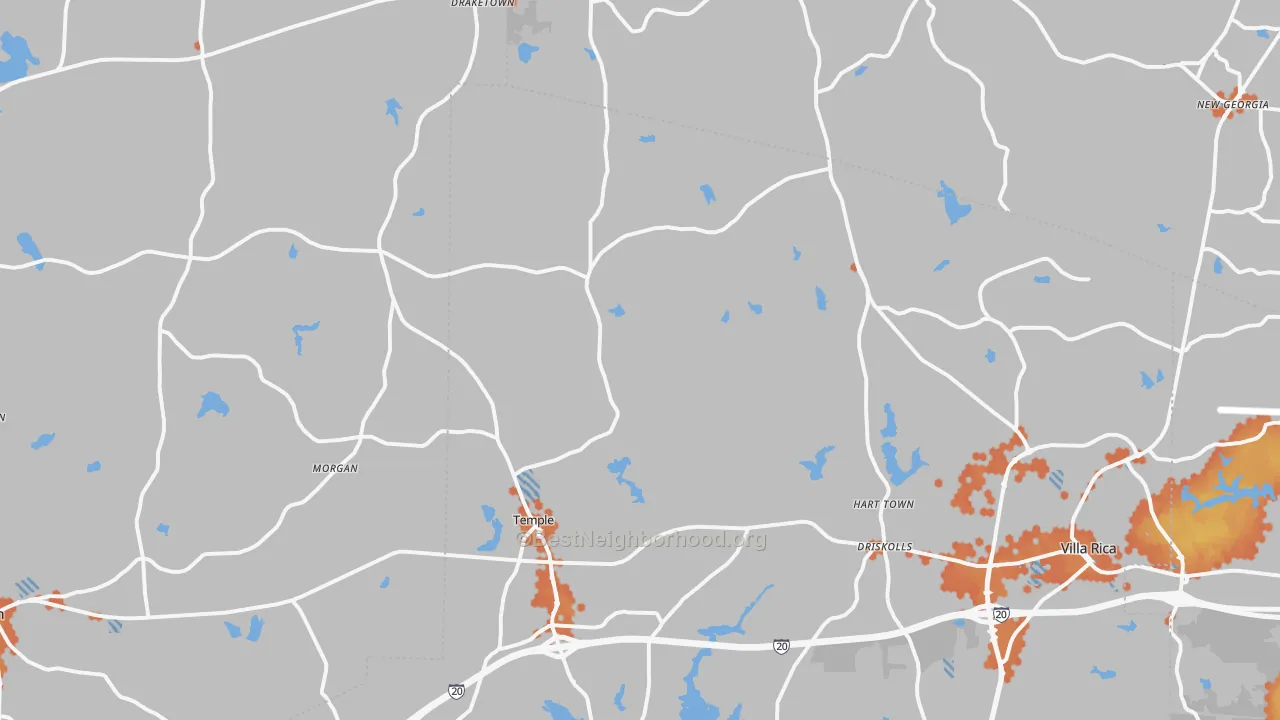 Bike Grade map of Temple, GA