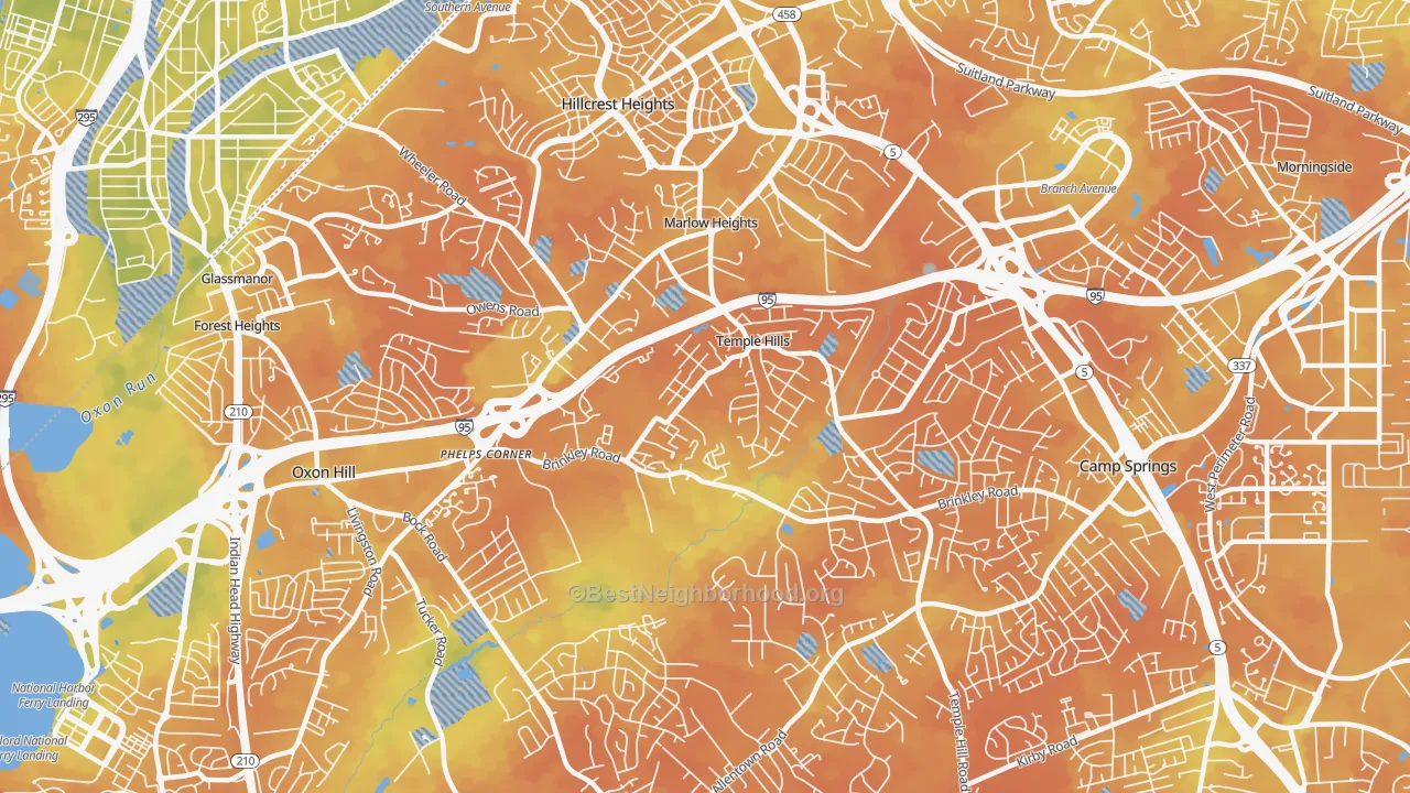 Bike Grade map of Temple Hills, MD