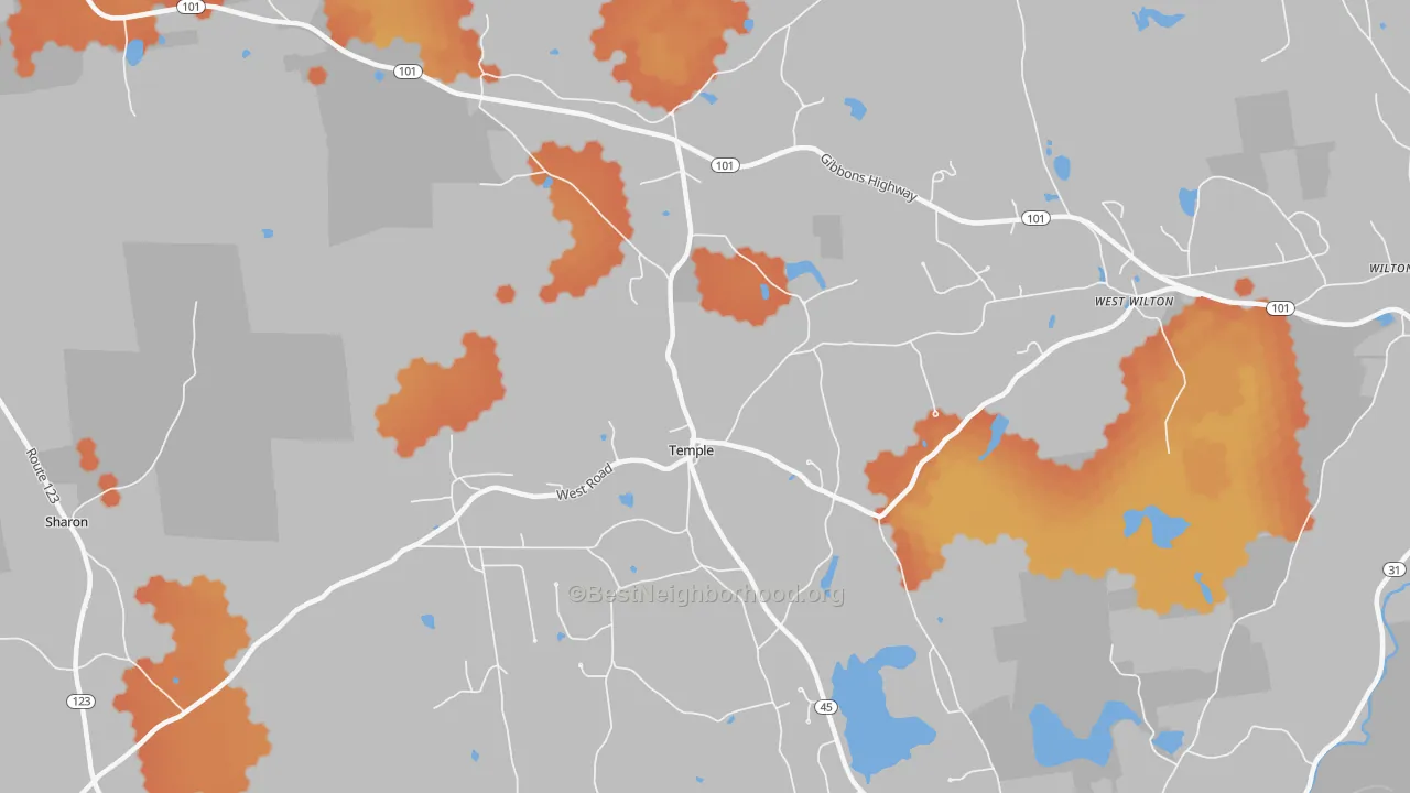 Bike Grade map of Temple, NH
