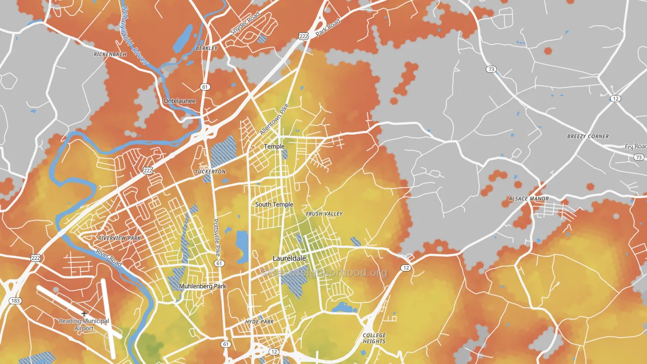 Bike Grade map of Temple, PA