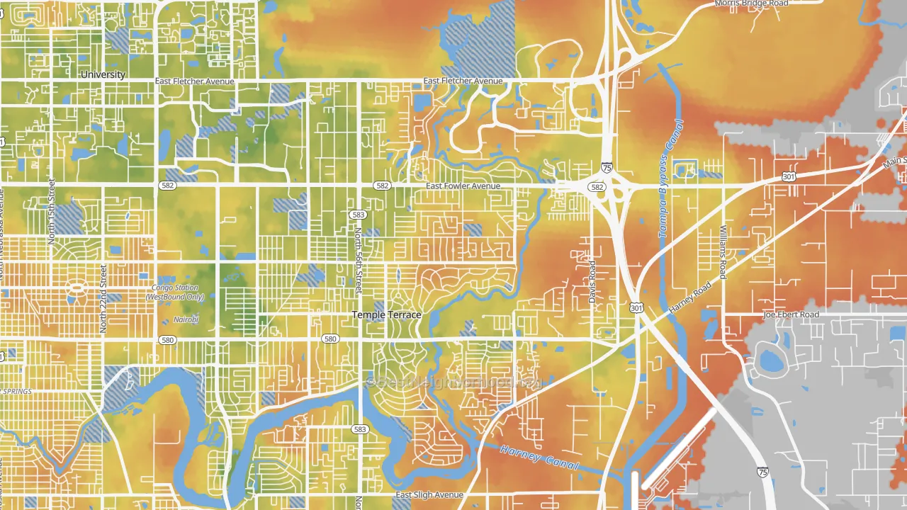 Bike Grade map of Temple Terrace, FL