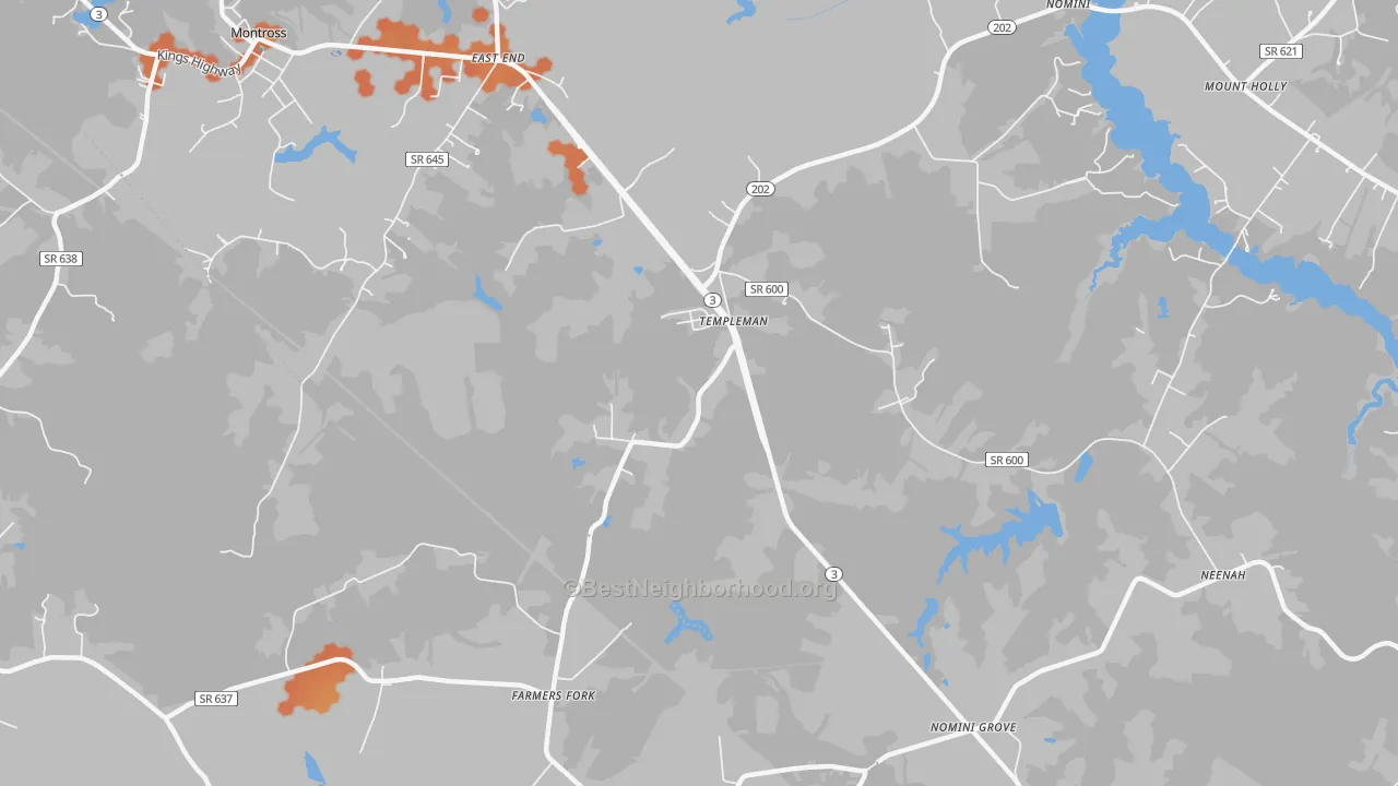 Bike Grade map of Templeman, VA