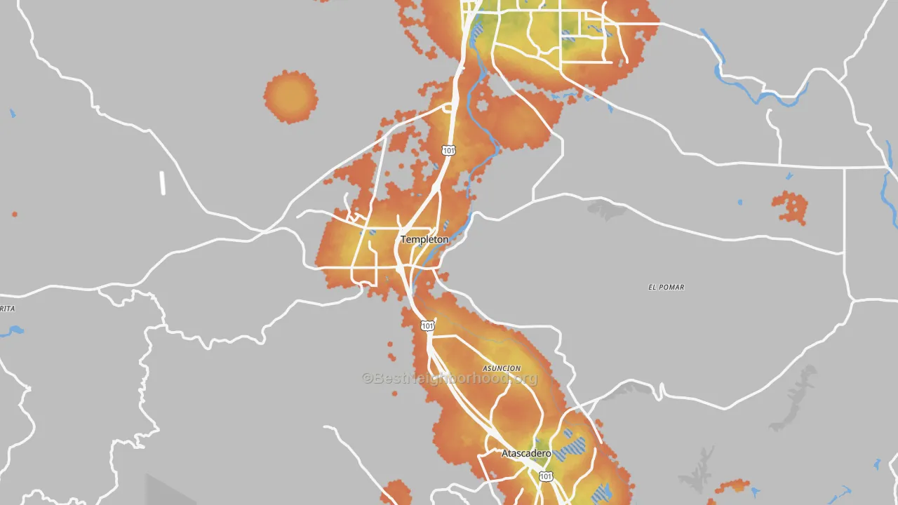 Bike Grade map of Templeton, CA