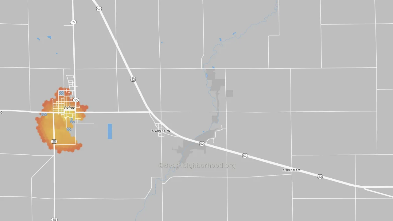 Bike Grade map of Templeton, IN