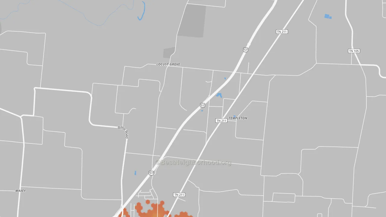 Bike Grade map of Templeton, TN
