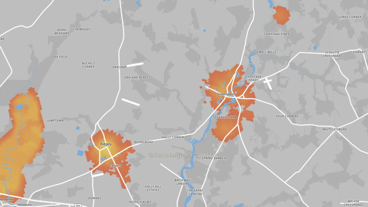 Bike Grade map of Templeville, MD