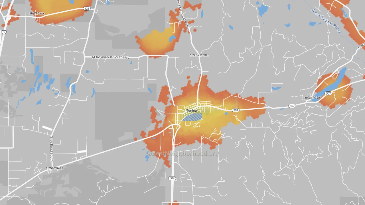 Bike Grade map of Tenino, WA