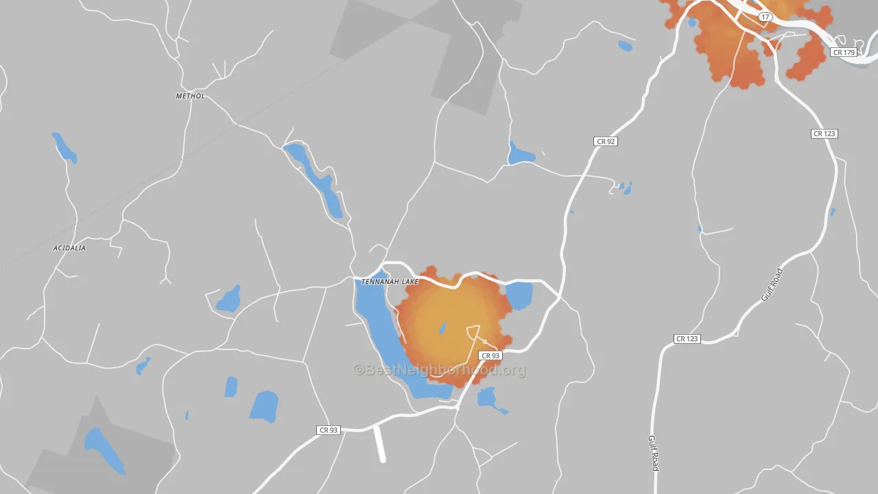 Bike Grade map of Tennanah Lake, NY
