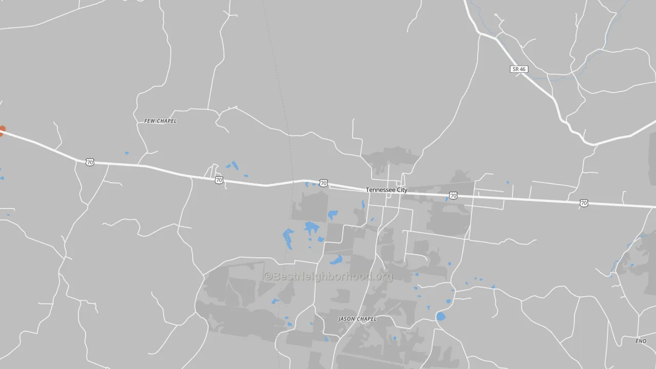 Bike Grade map of Tennessee City, TN
