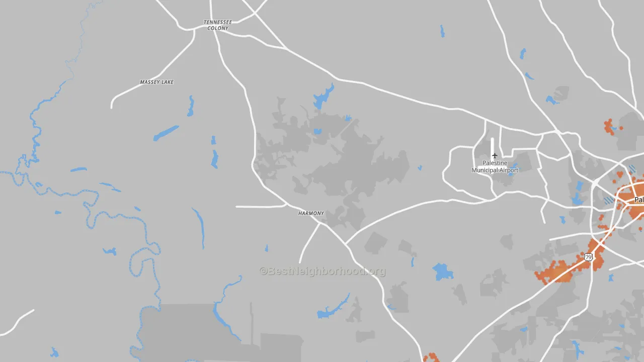Bike Grade map of Tennessee Colony, TX