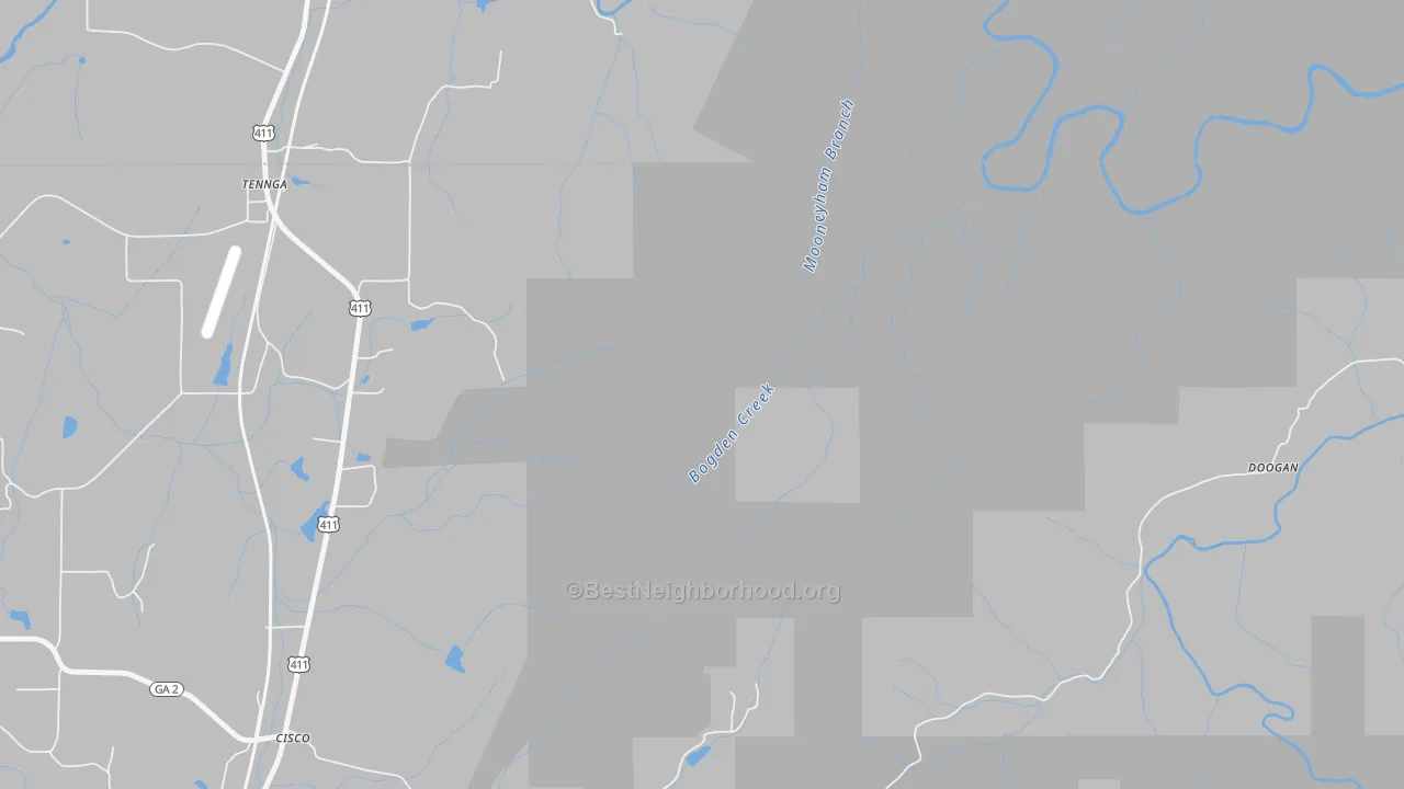Bike Grade map of Tennga, GA