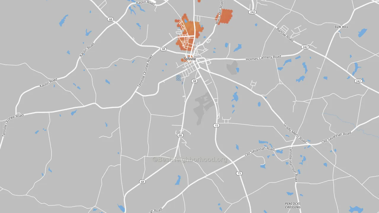 Bike Grade map of Tennille, GA
