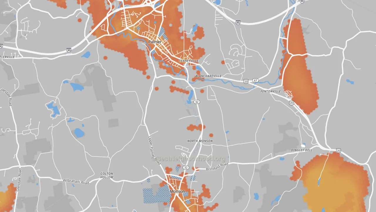 Bike Grade map of Tennyville, MA