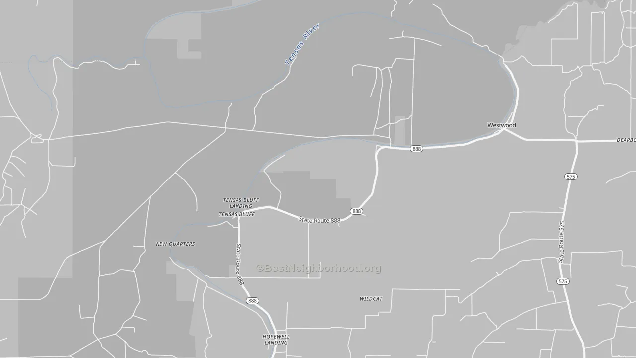 Bike Grade map of Tensas Bluff, LA
