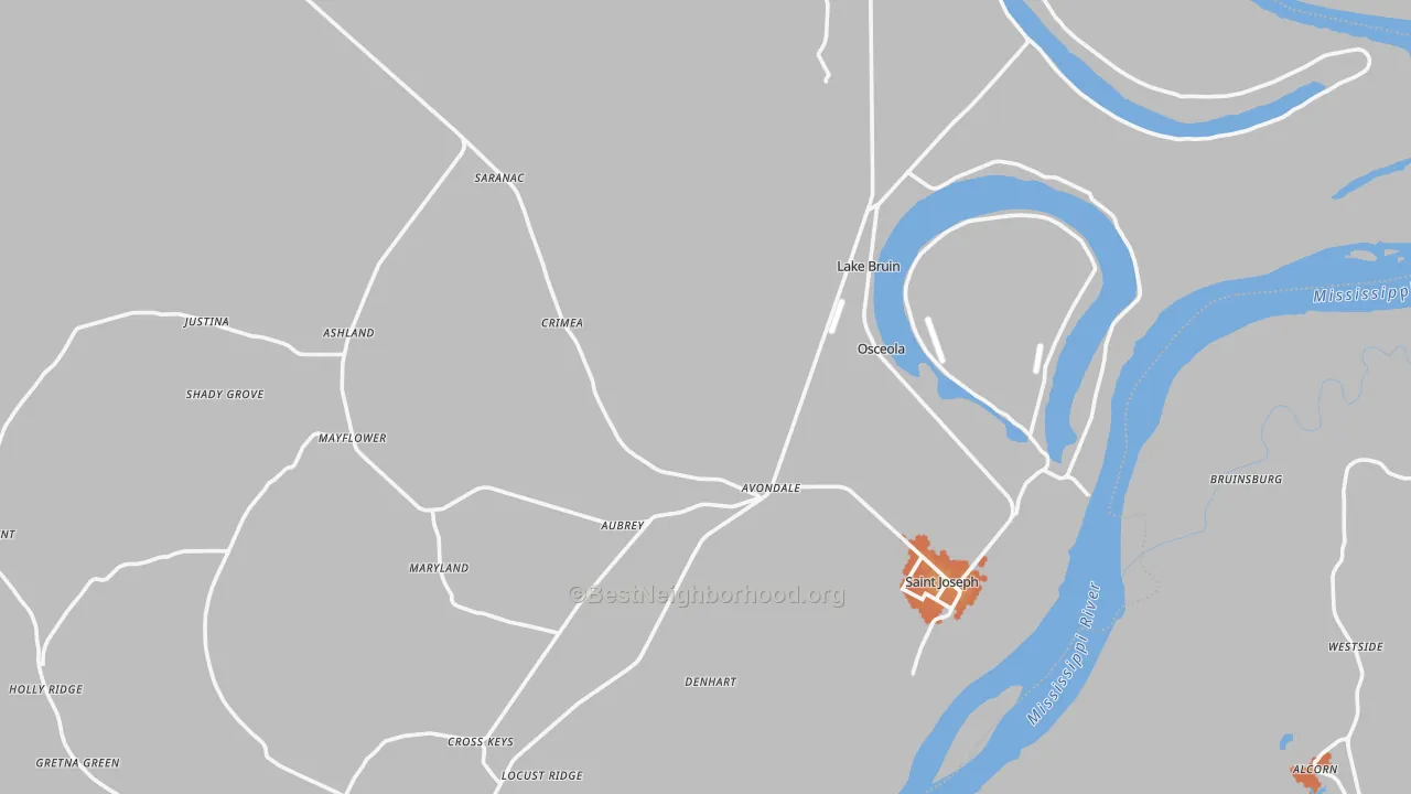 Bike Grade map of Tensas Parish, LA