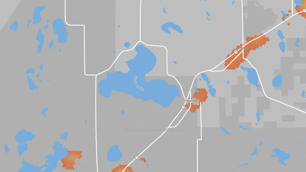 Bike Grade map of Tenstrike, MN