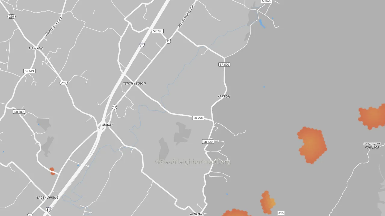 Bike Grade map of Tenth Legion, VA