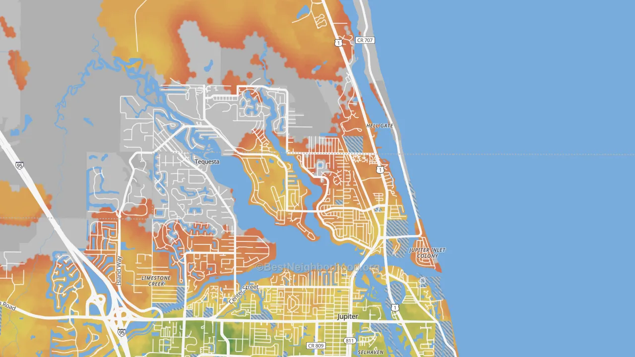 Bike Grade map of Tequesta, FL