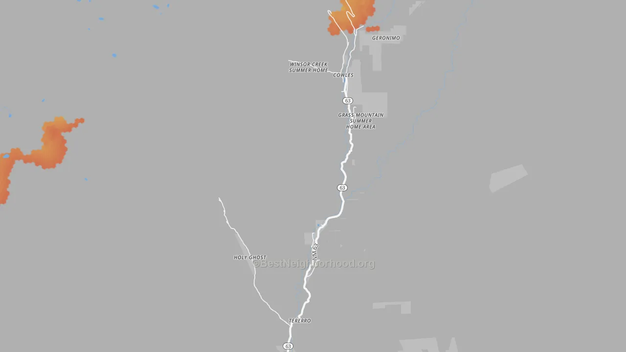 Bike Grade map of Tererro, NM