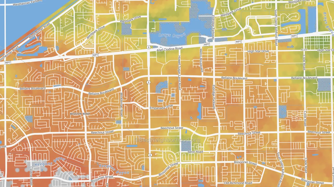 Bike Grade map of Terra del Sol, Houston, TX