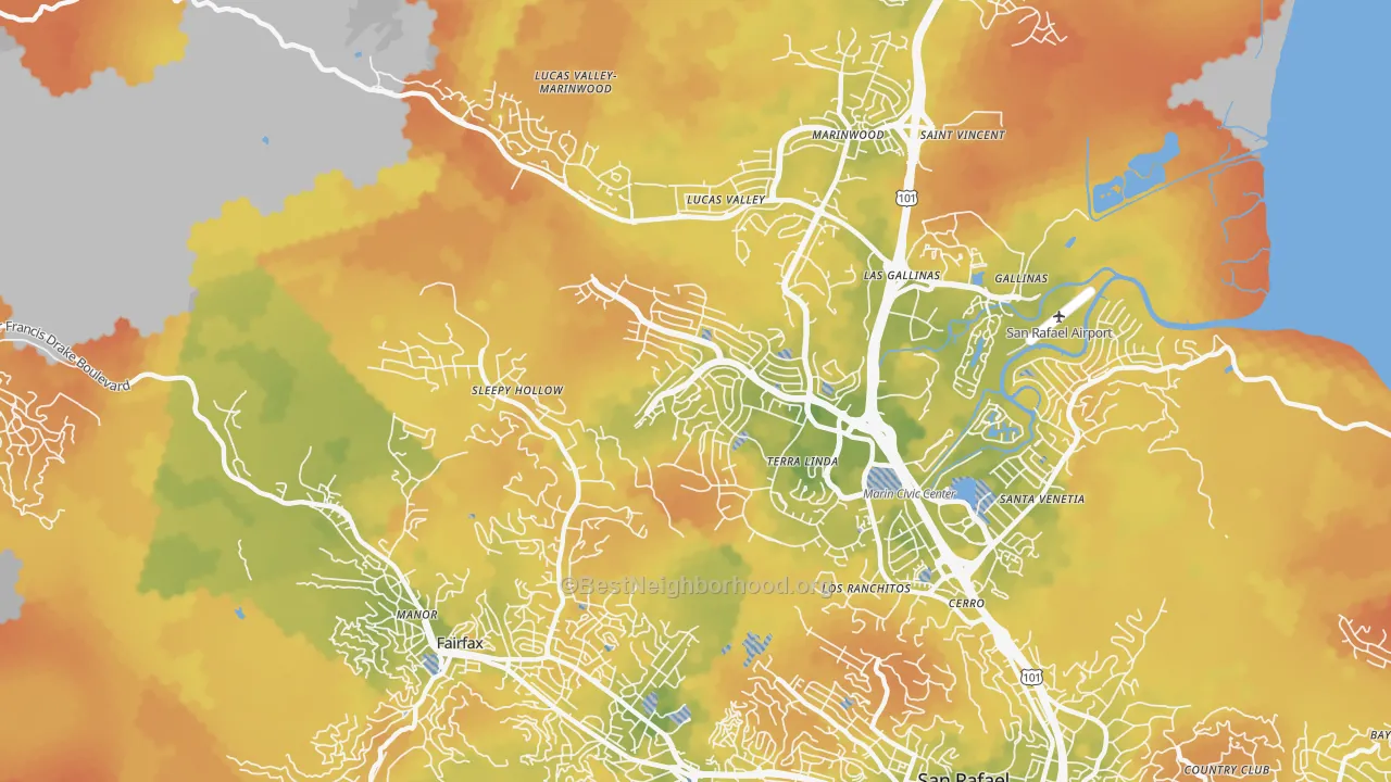 Bike Grade map of Terra Linda, San Rafael, CA