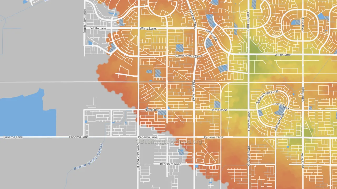 Bike Grade map of Terra Vista, Bakersfield, CA