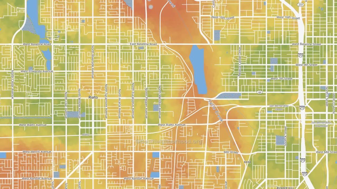 Bike Grade map of Terrace, San Bernardino, CA